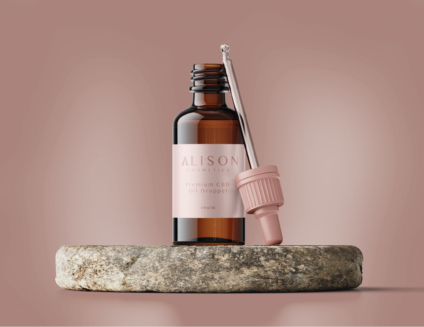 Alison Cosmetics Brand Identity Dropper Bottles Touchpoint
