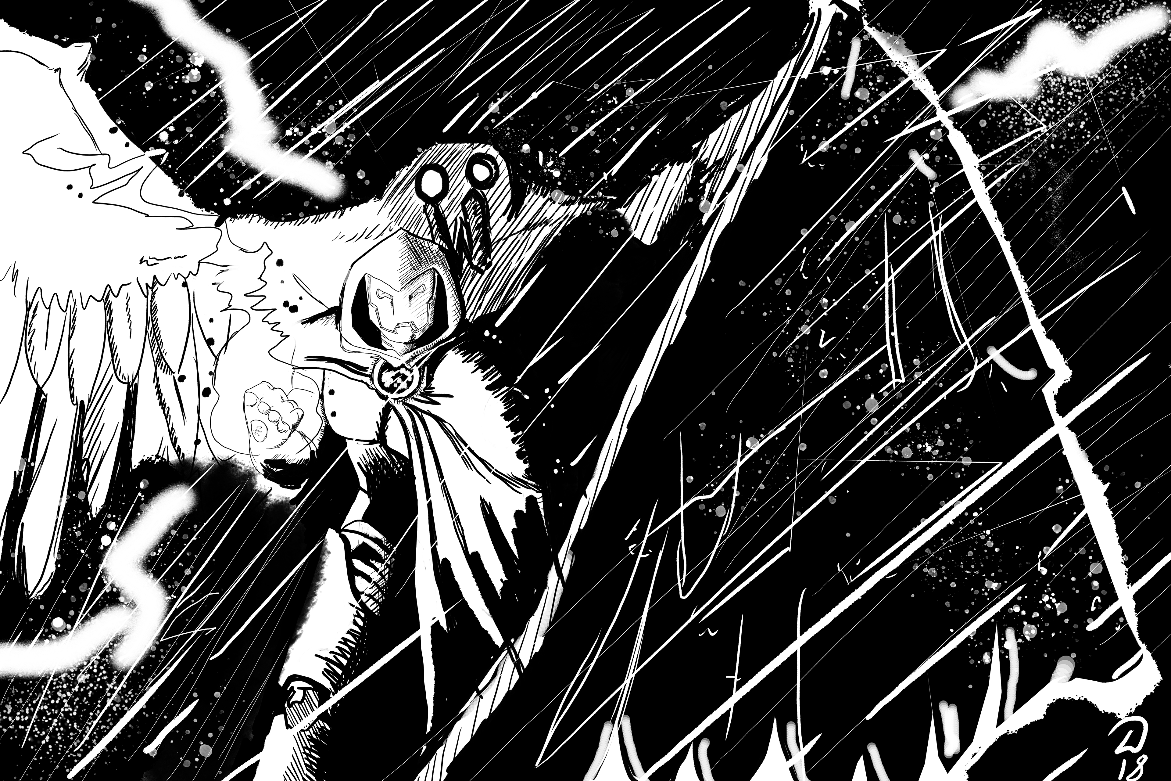 A Frank Miller inspired take on the "The Seeker and the Mothman" commission.