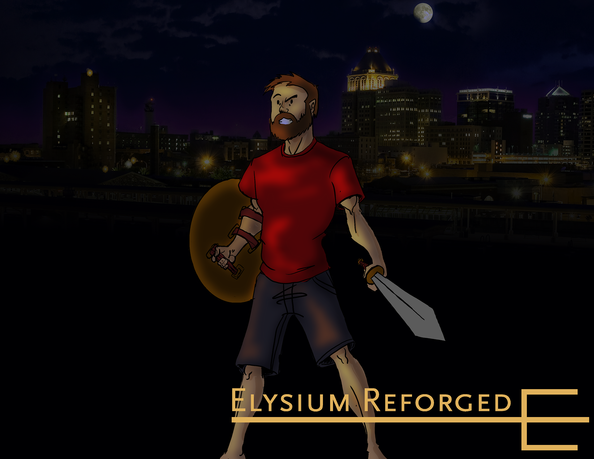 Robert, one of the main characters in a full comic-style webcomic about the powers and tools of the ancient gods being transferred to modern day adults called "Elysium Reforged". The character wields the Aegis Shield, and the Sword of Damocles.