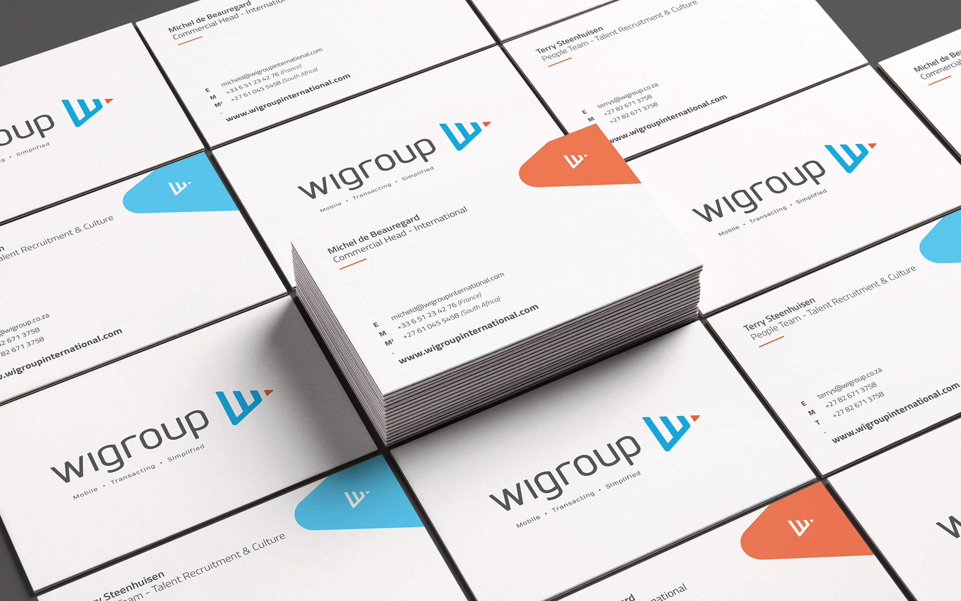 Business card designs for wiGroup.