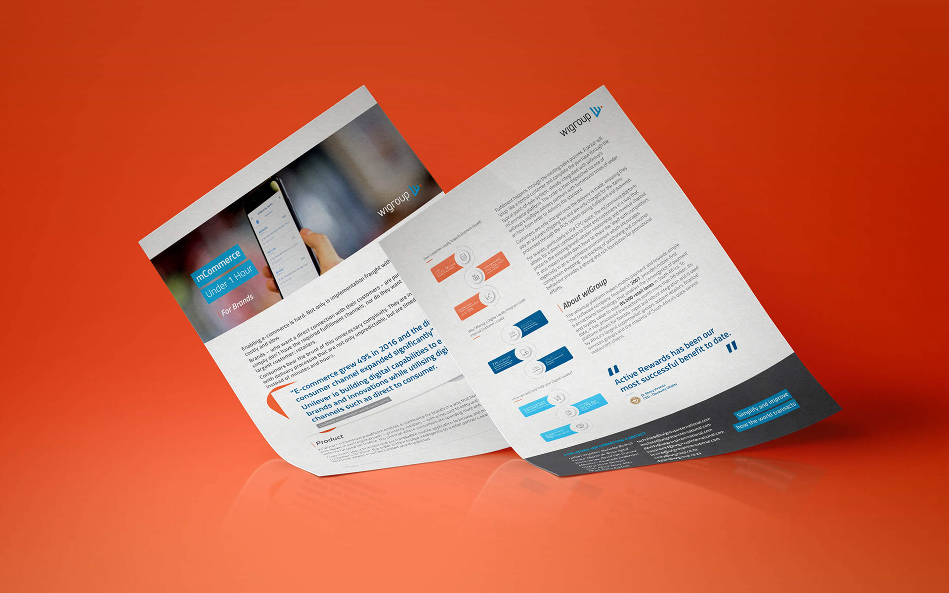 Under 1 Hour factsheet layout design for wiGroup.