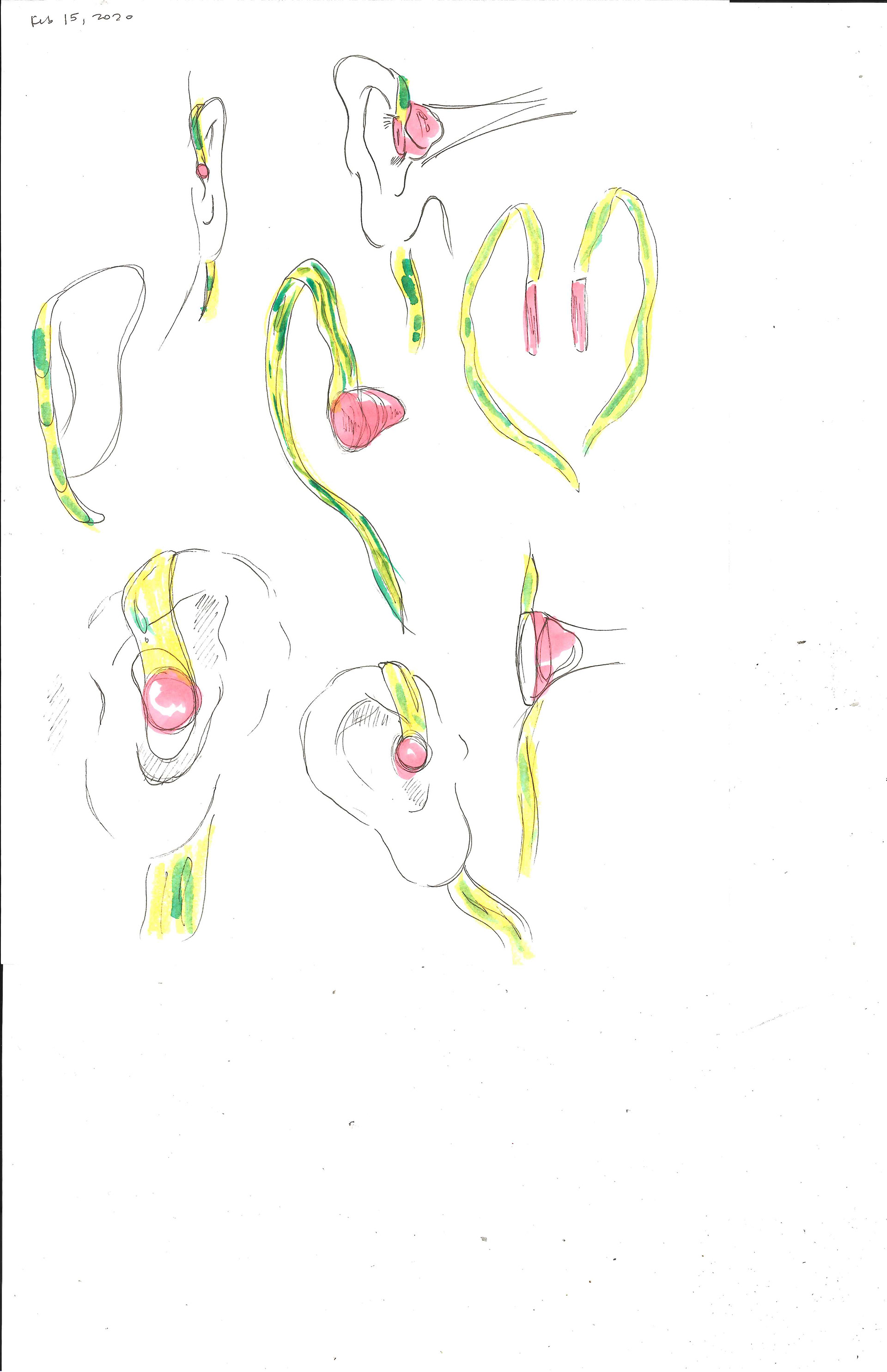 Experiments with the form of the ear piece (Feb 2020)