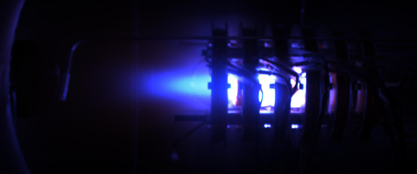 High-speed camera shot of the High-Power Helicon (HPH) Experiment at the U.W. Advanced Propulsion Laboratory