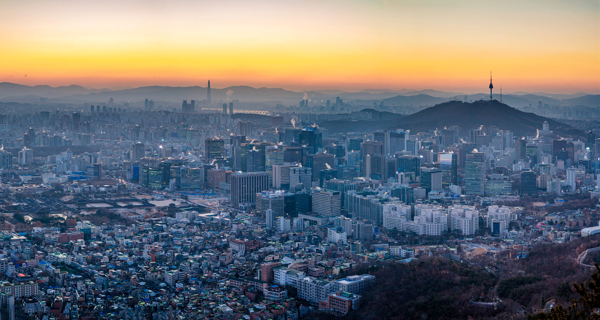 Sunrise over Seoul from Ingwasan and the Seoul City Wall Trail