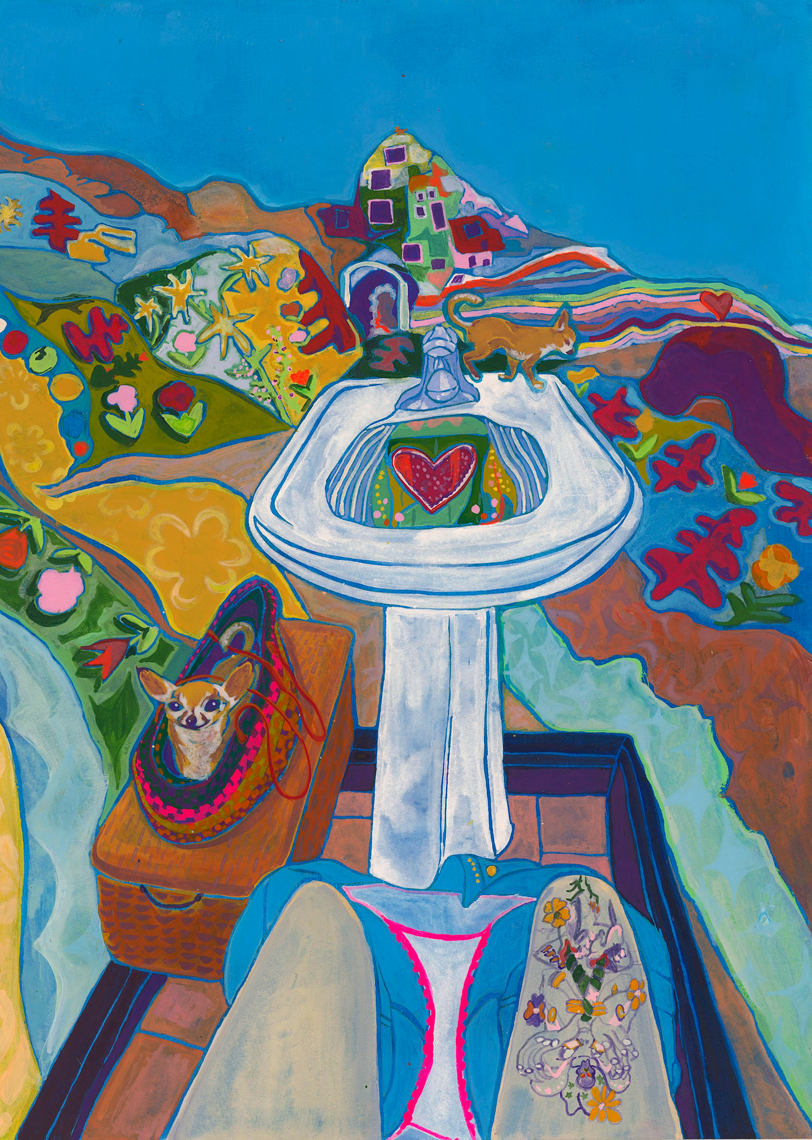 Salvation Mountain, 2020, gouache on paper, 14"x10"