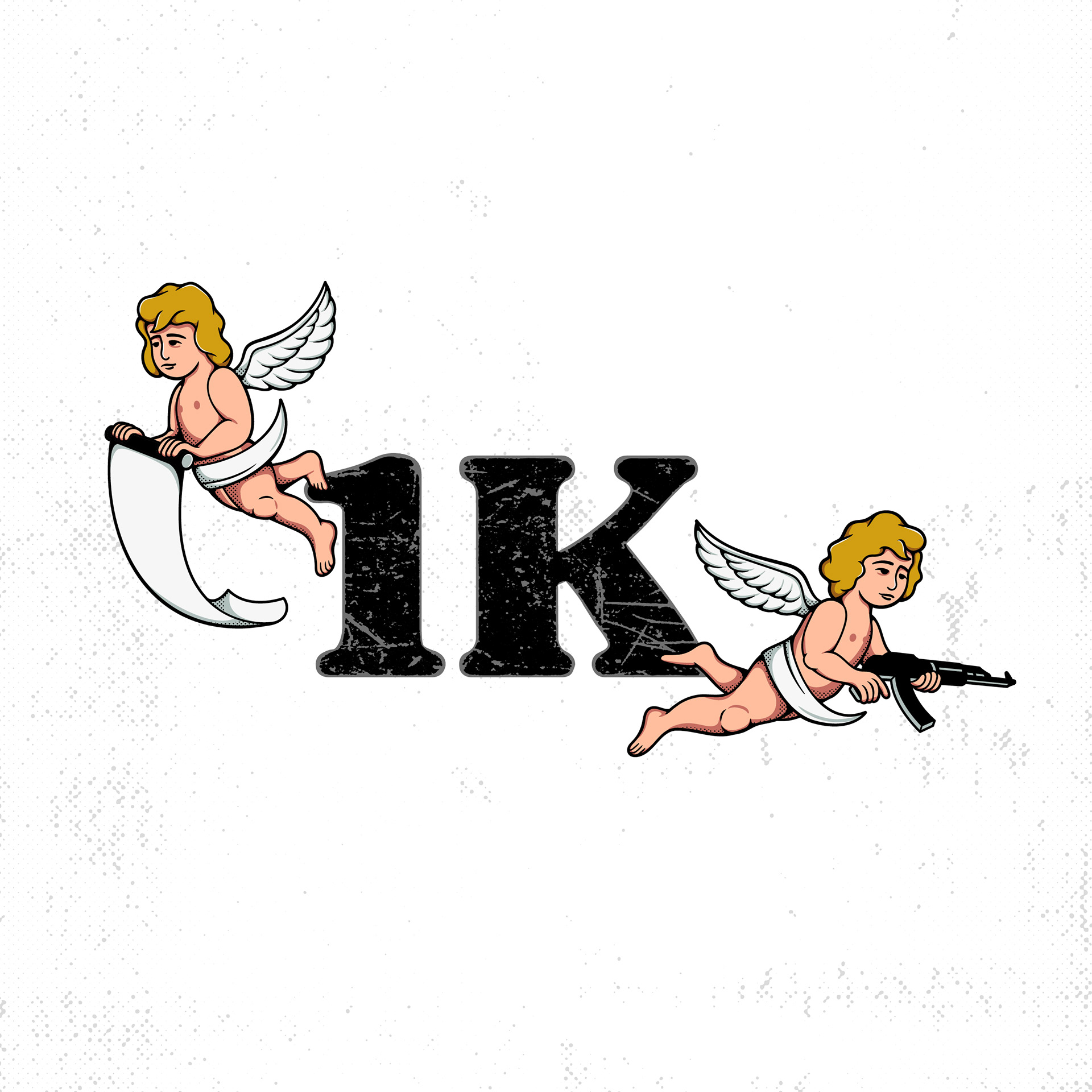 Two cherubs flying