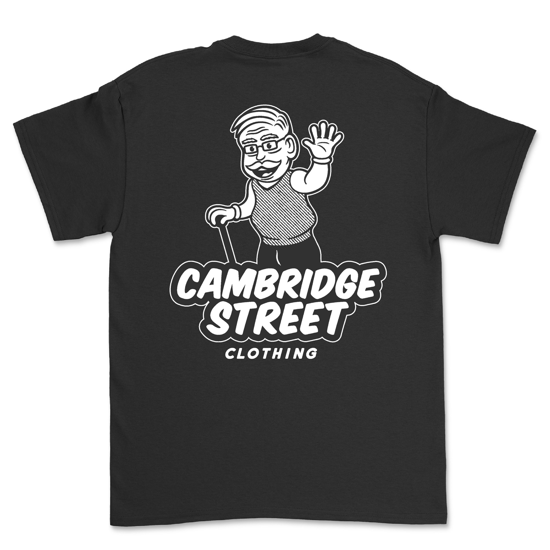 Black t-shirt with white design
