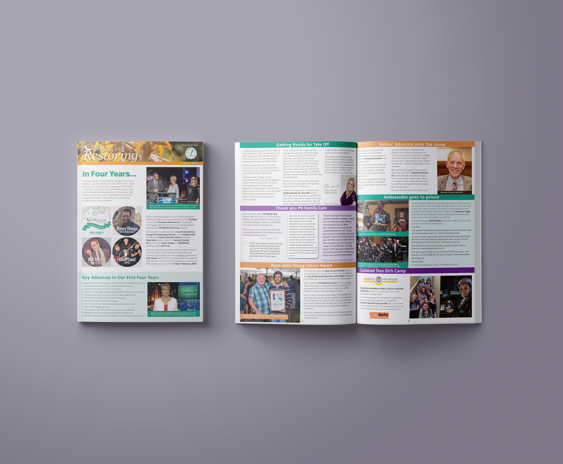 Second Chances SA, Restoring Newsletter  Autumn 2019 edition. Designed by Daniel Nolan