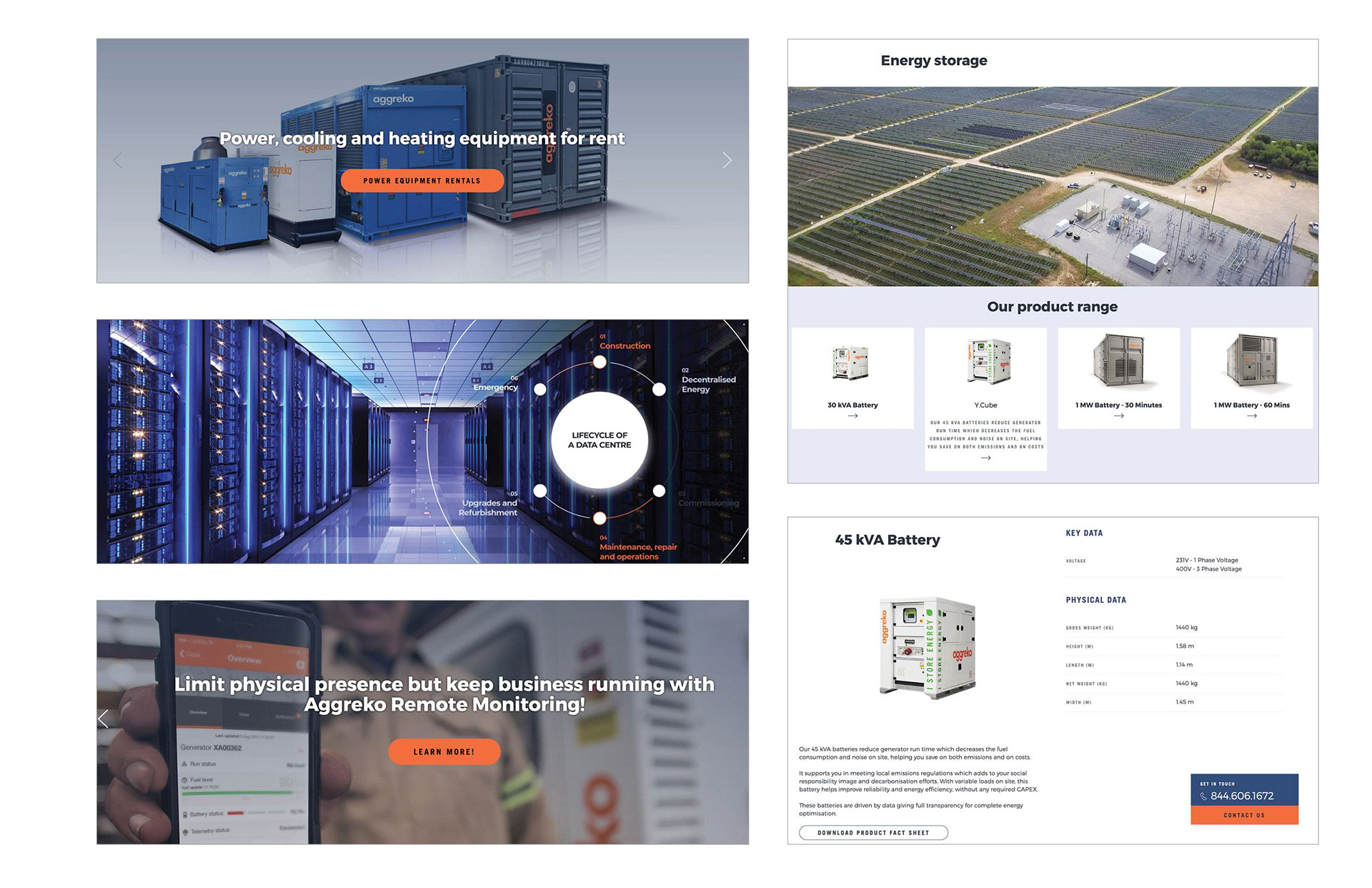 Interchangeable web modules and product details.