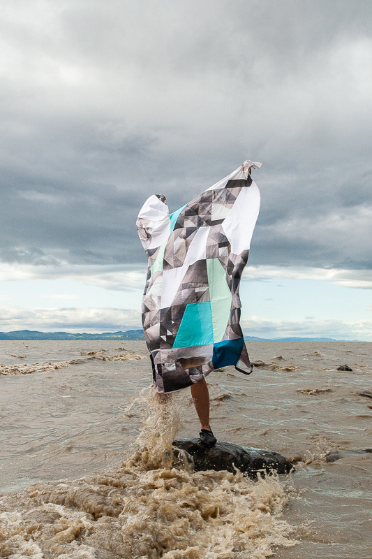 "Blanket of Fog," Studies at the Saint Lawrence River, 2019. Pieced cotton and digital prints on cotton. © ENE / Jean-Sébastien Veilleux photographer