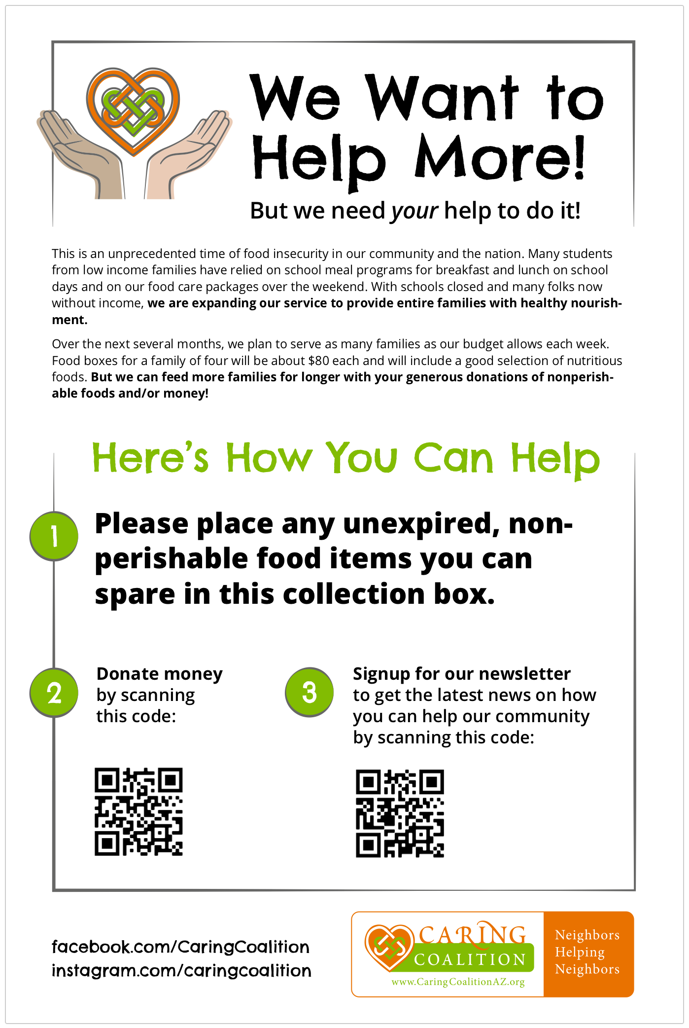 Flyer for food collection boxes