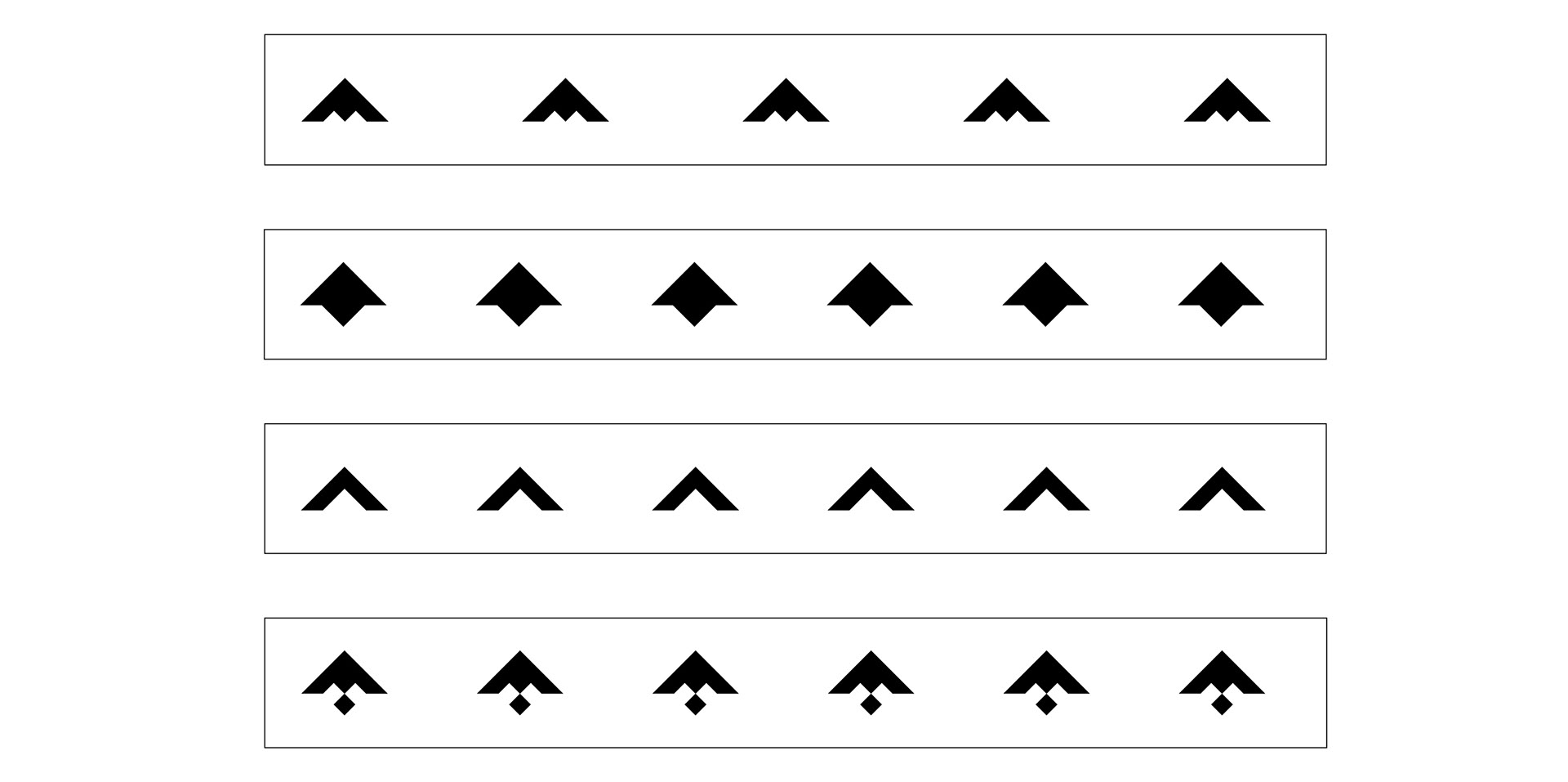 Entwürfe mit den vier entwickelten pfeilartigen Icons