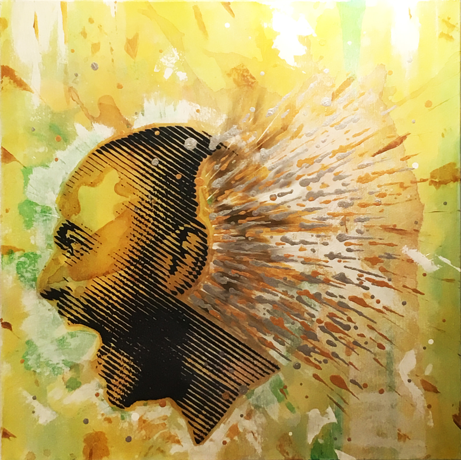 Agony / acrylic, fumage and ink on canvas, 24"x24"