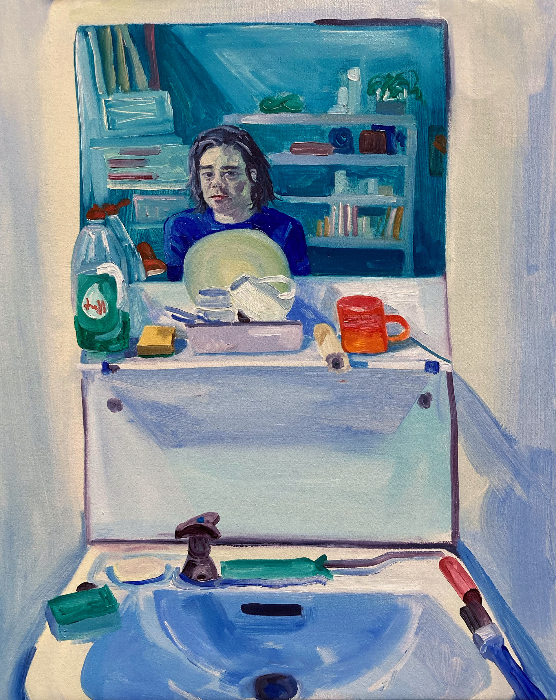 Zelfportret in Spiegel, , oil on canvas, 40 x 50 cm