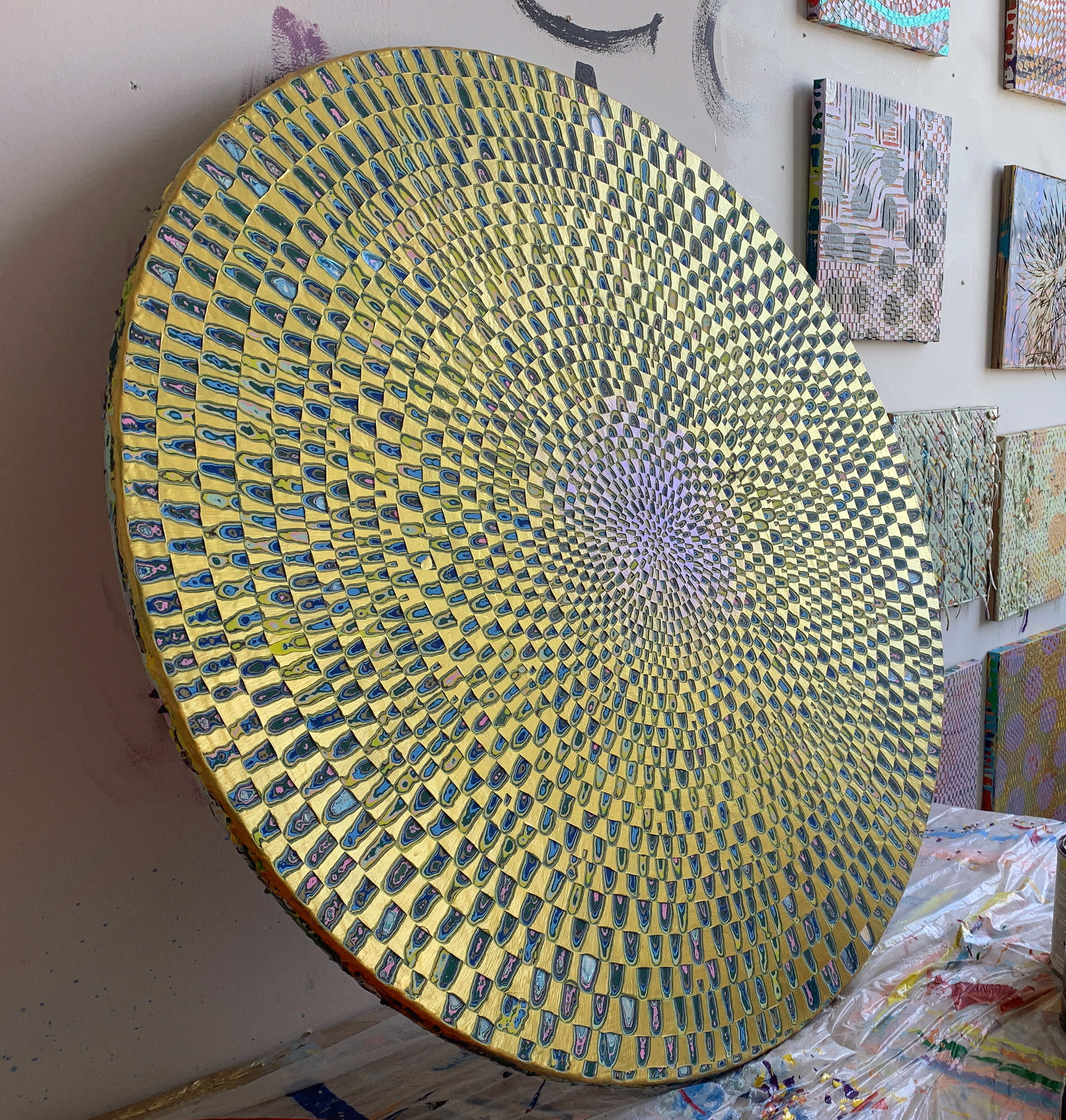 Vissudhi, 2020, Mixed Medium on Wood, 36in diameter