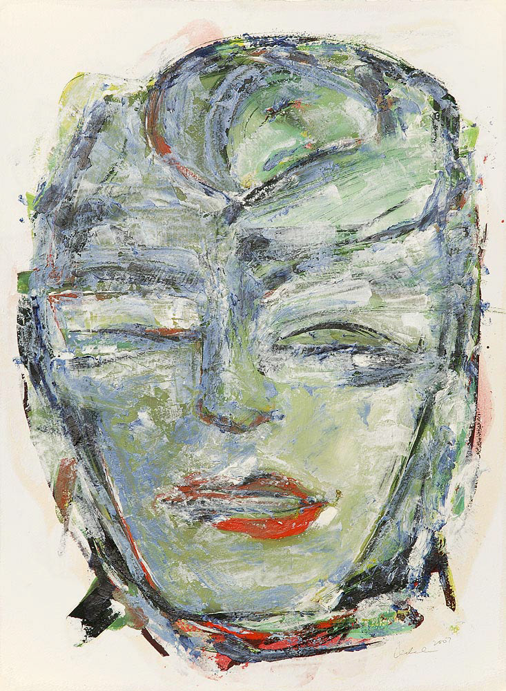 HEAD 4-2007 oil on paper, 30 by 22 inches, 2007, HERMANN LEDERLE