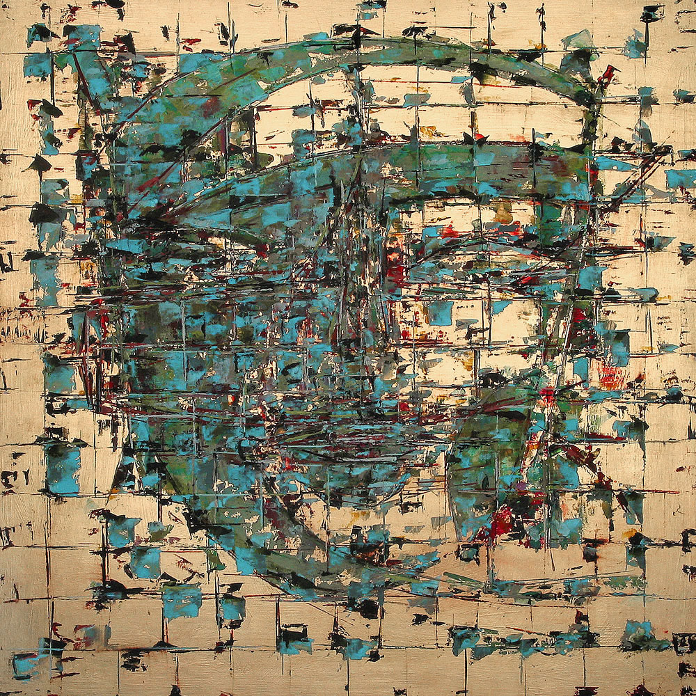 HALFSIDES NO.3 oil on wood, 36 by 36 inches, 2004, HERMANN LEDERLE