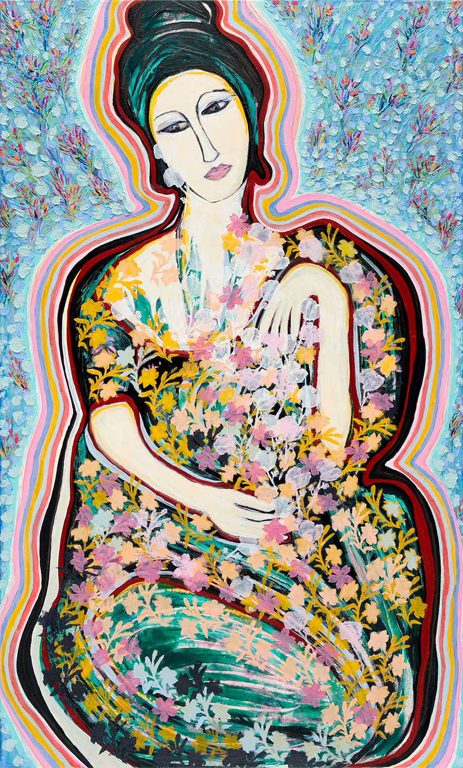 MODIGLIANI MONET ME MONOTRIBES 3 oil on canvas, 60 by 36 inches, 2019, Hermann Lederle