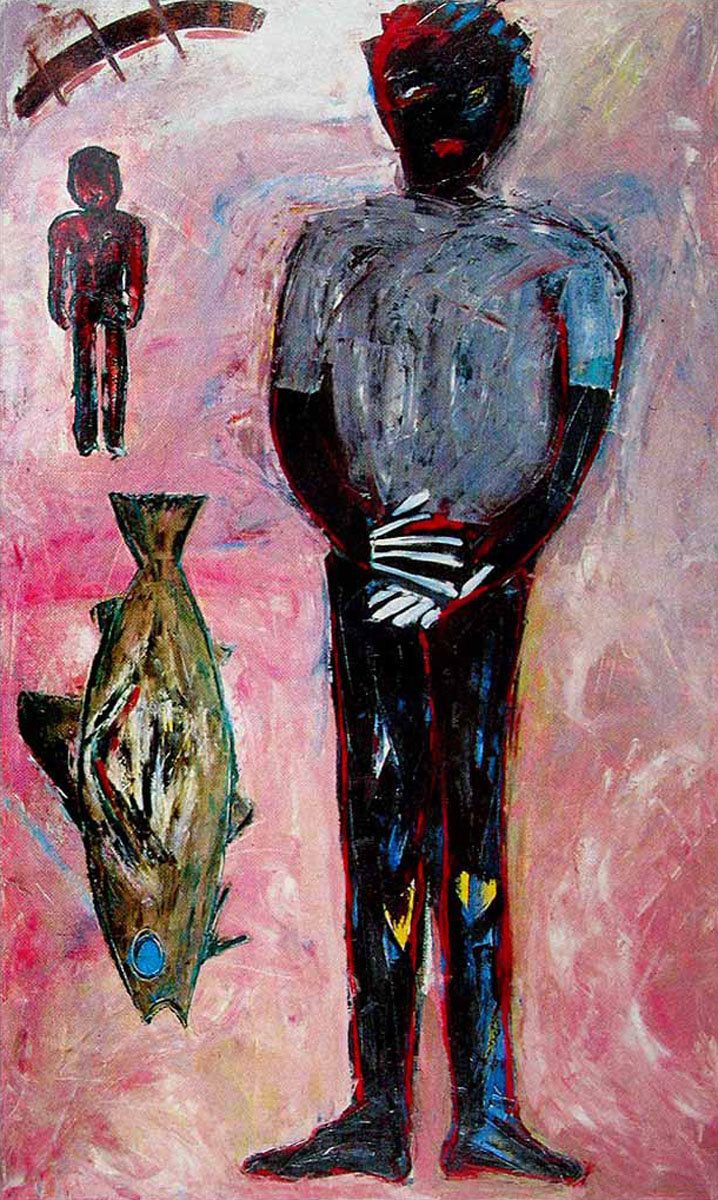 ELECTION, OIL ON CANVAS, 80 BY 50 INCHES, 1985,HERMANN LEDERLE