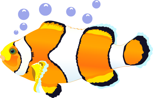 Clownfish blowing bubbles illustration