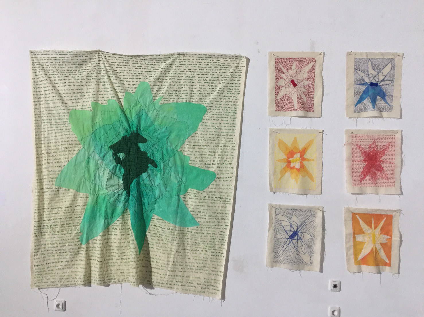 bocah (2019) 150 x 212 cm. embroidery, watercolour, permanent marker |