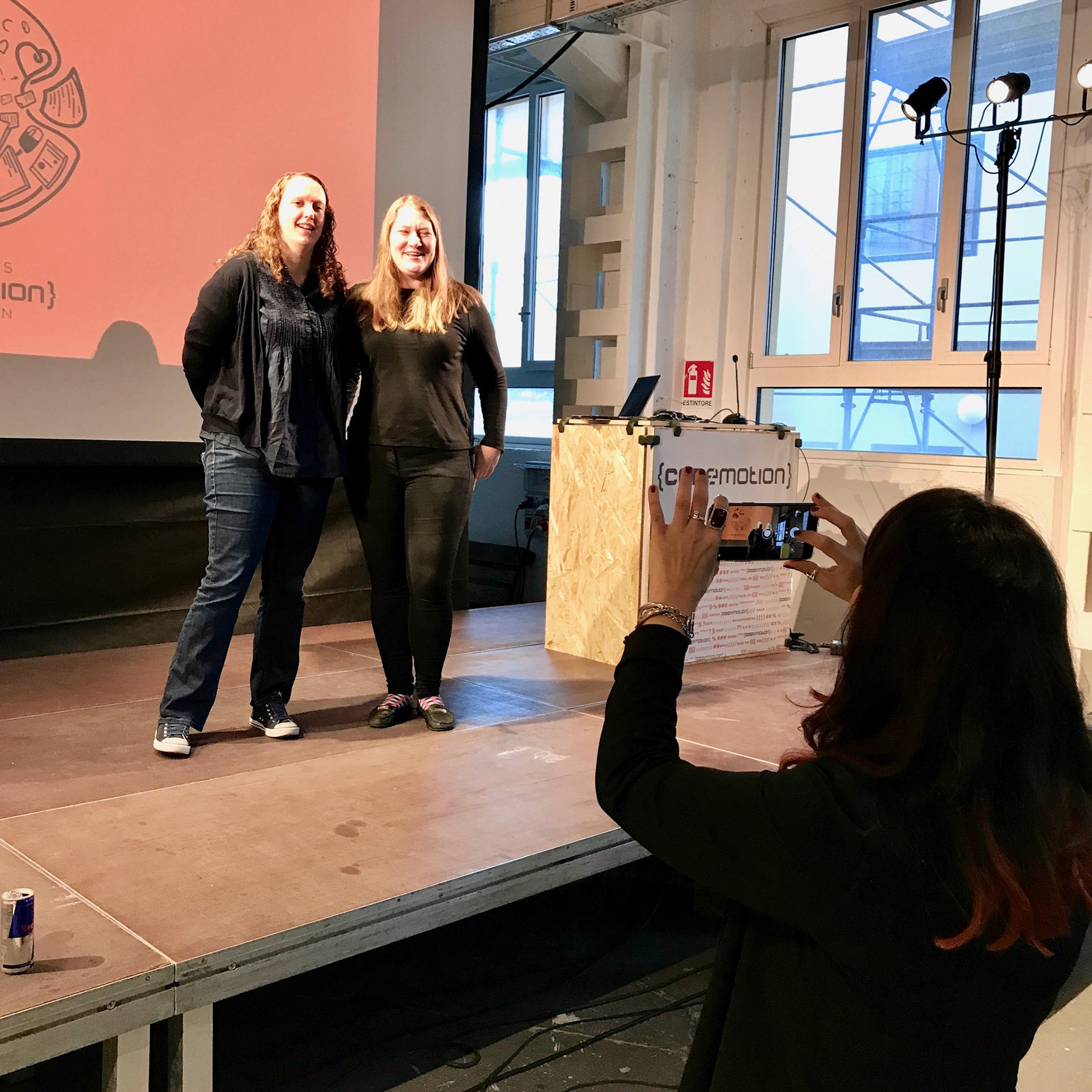 Taking photos of the keynote speakers