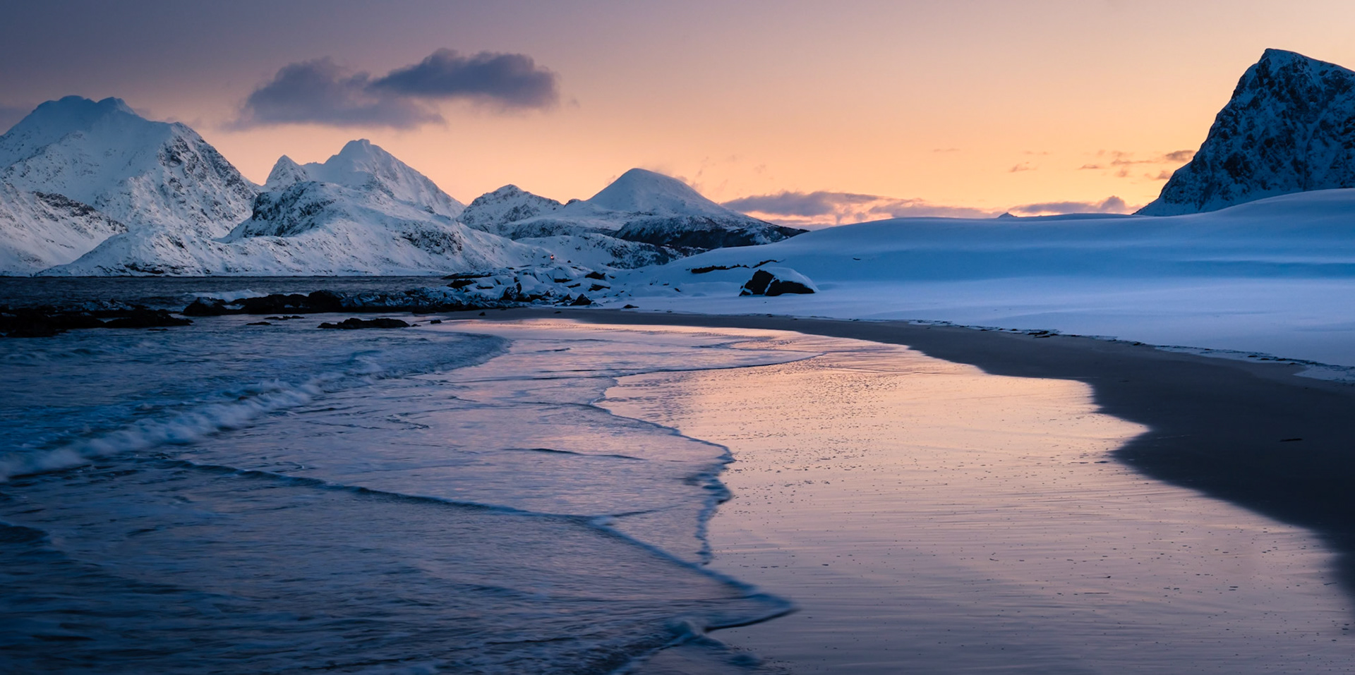 Blue hours on the Lofoten Beach, Norway