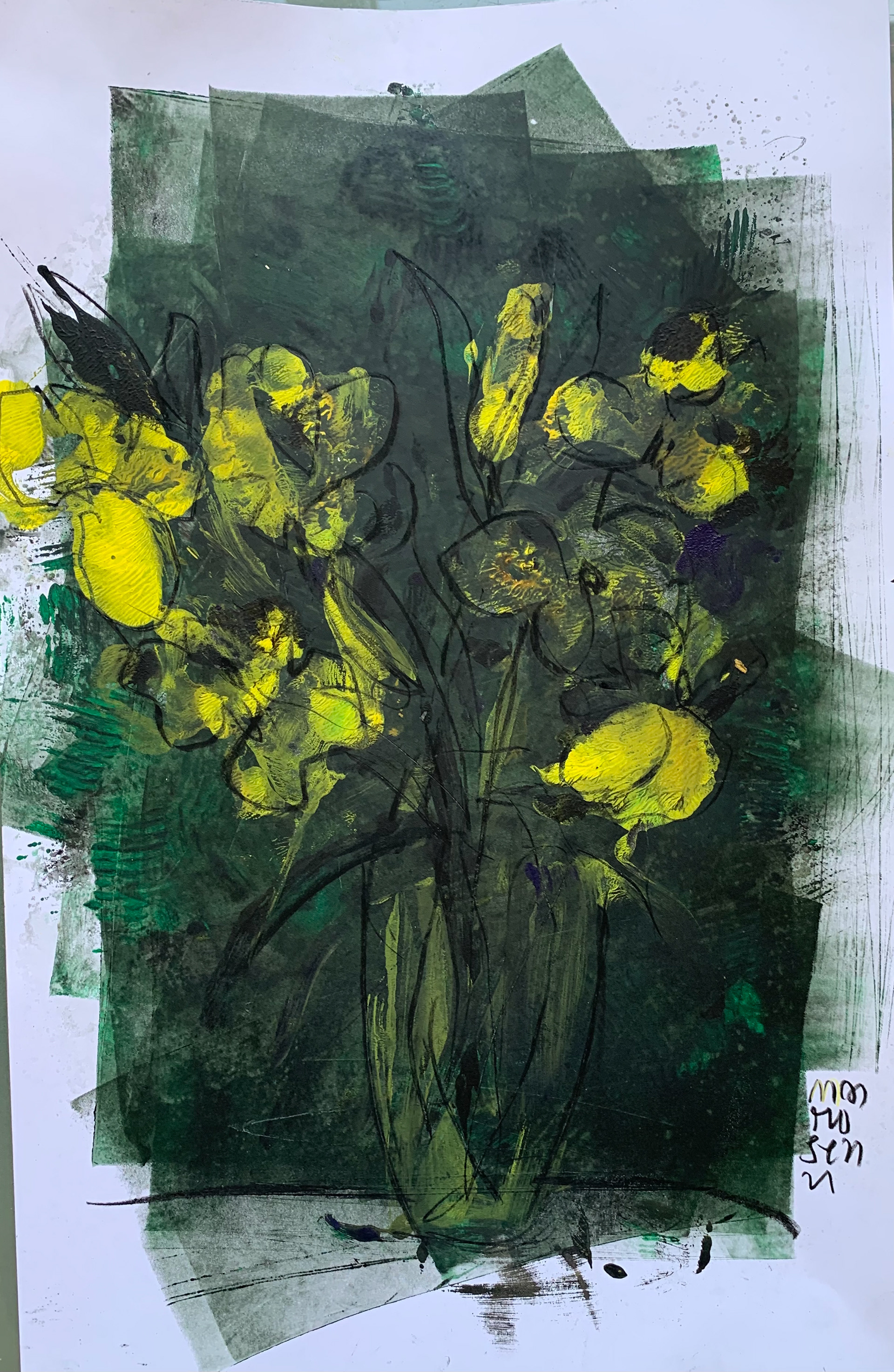 14 / Daffodils on darker background / 11 x 17 / $300