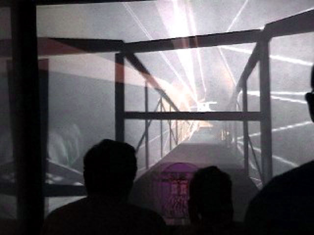 "Body w/Organs", dual-channel stereographic VR projection with audio, (DIY geowall), pop-up installation, ”, the Temple of Technology, Ingenuity Festival, Cleveland OH, 2008