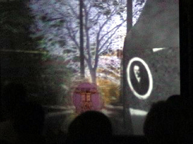 "Body w/Organs", dual-channel stereographic VR projection with audio, (DIY geowall), pop-up installation, ”, the Temple of Technology, Ingenuity Festival, Cleveland OH, 2008