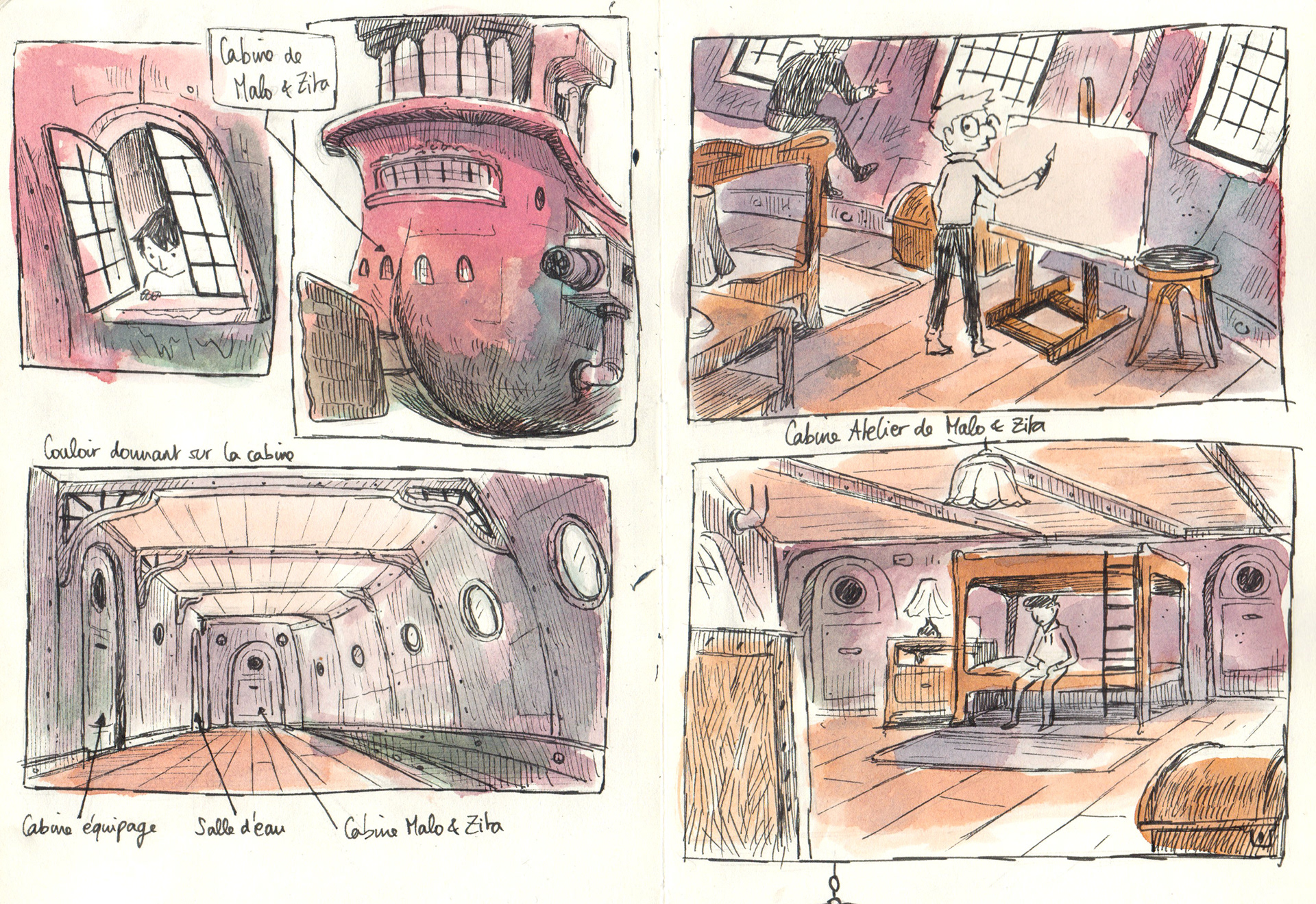 Graphic sample for "Le Navire écarlate", a film by Léo Verrier