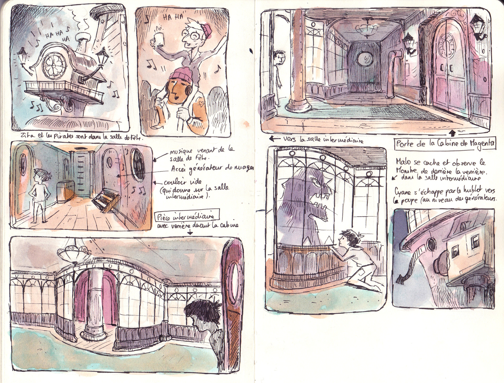 Graphic sample for "Le Navire écarlate", a film by Léo Verrier