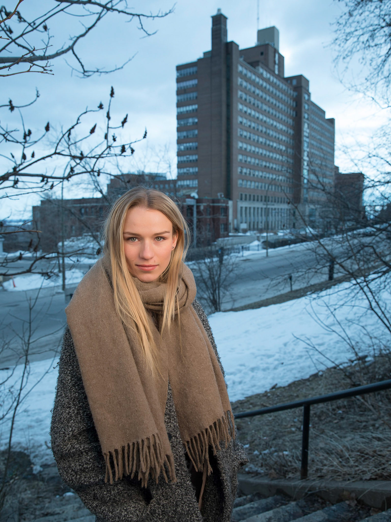 I love this photo. Émilie Groulx-Boivin is a student in McGill's Faculty of Medicine. But I think she looks like a Russian spy. We did this photo for a book project about McGill's Best in the West scholarship program. If you're looking at this on a phone, please run to the nearest computer with a large screen.  You're welcome.