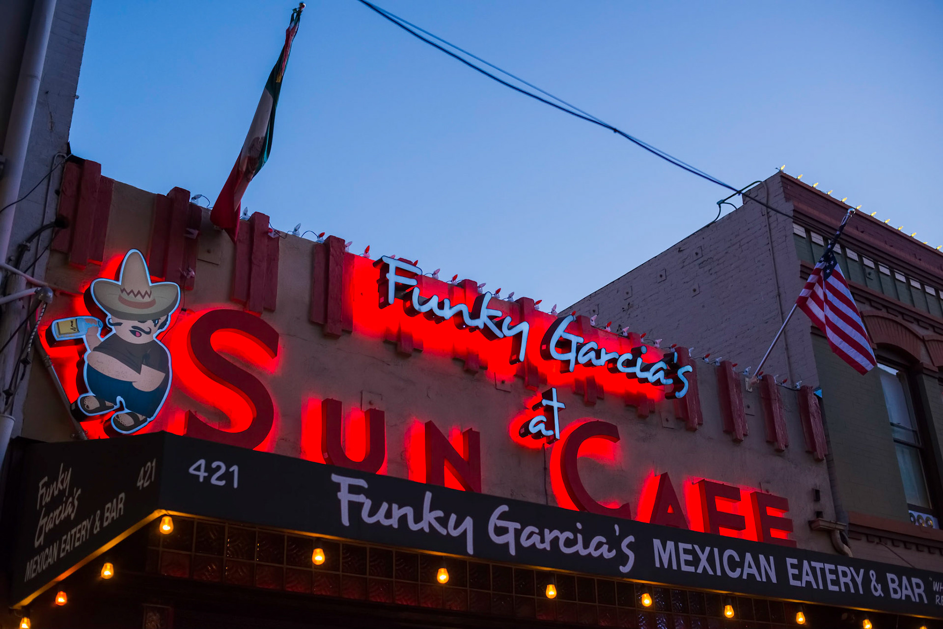 Sun Cafe Sign at Night, Market Street, San Diego, 2014