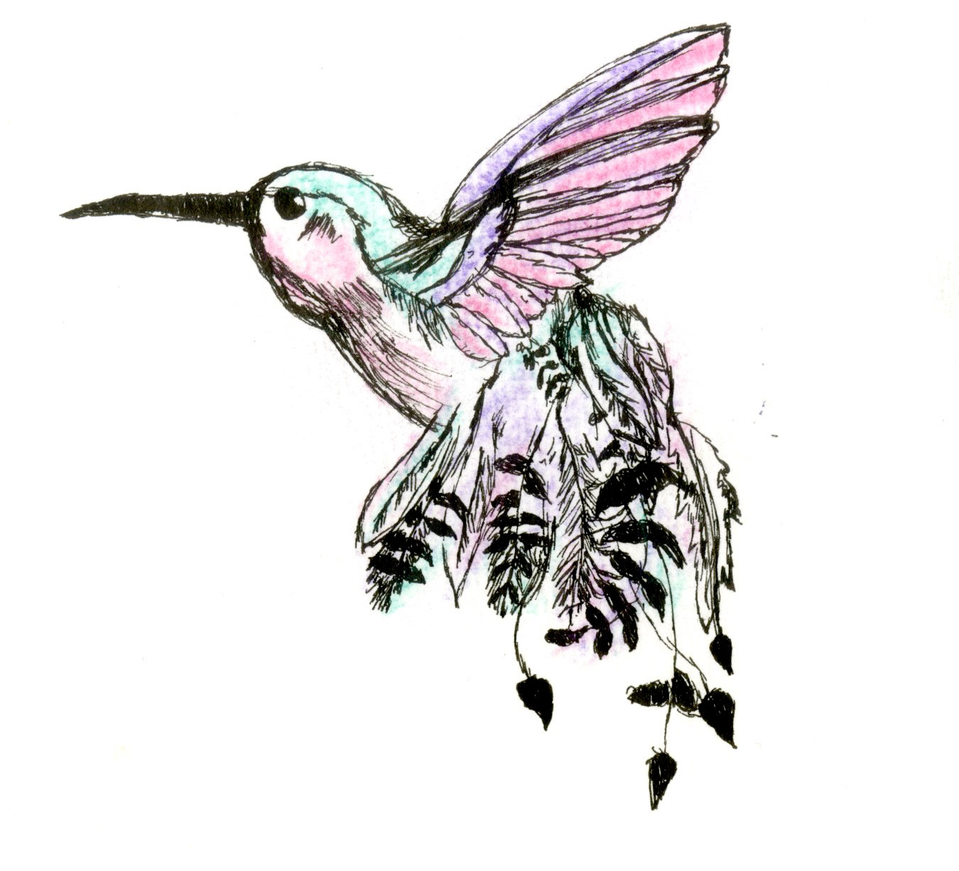 Drawn with Micron pen and colored pencil on paper.