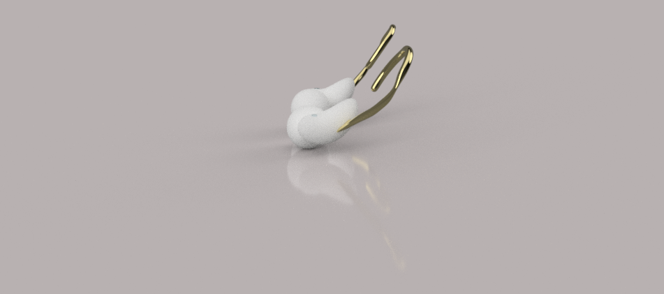 White ear plug design with gold aesthetic pieces