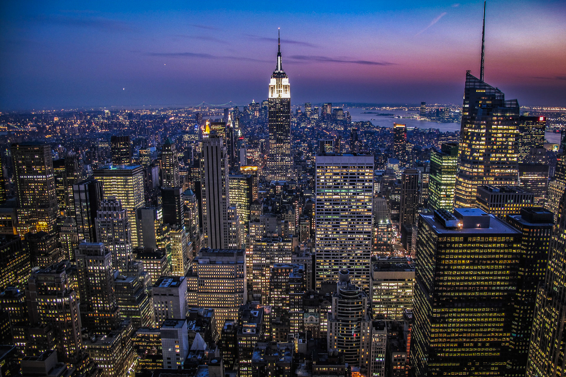 New York City Skyline during Sunset or Dusk