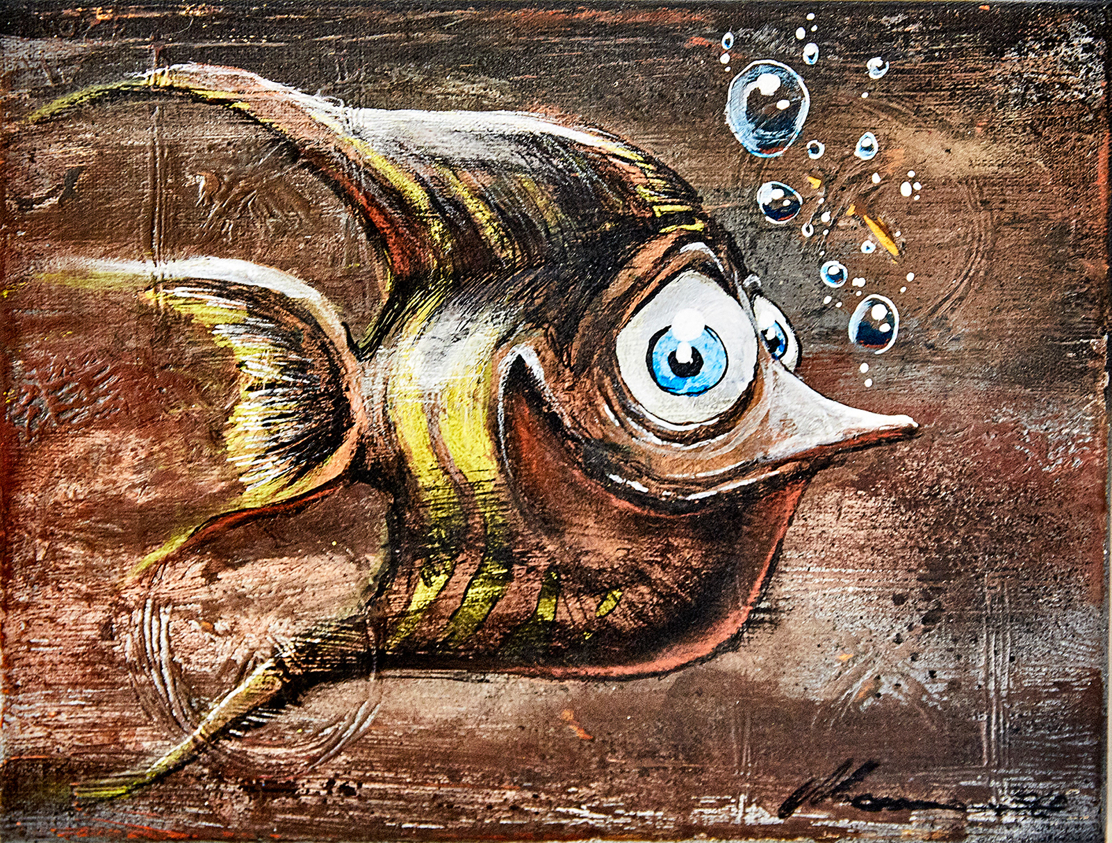 Happy Copperfish // Kupferfarbe, Acryl auf Leinwand // 2018