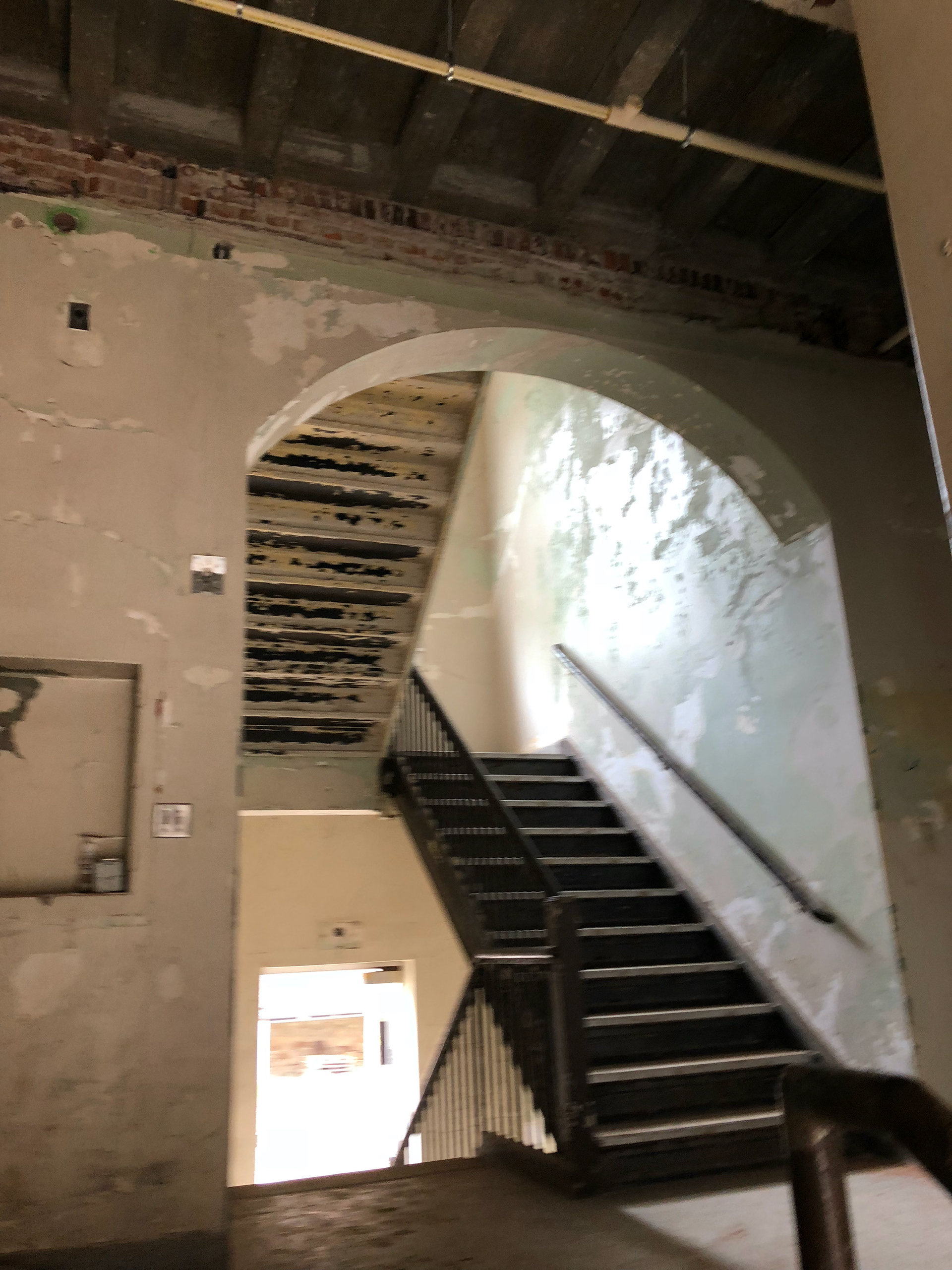 Domiciliary building main entry during construction.