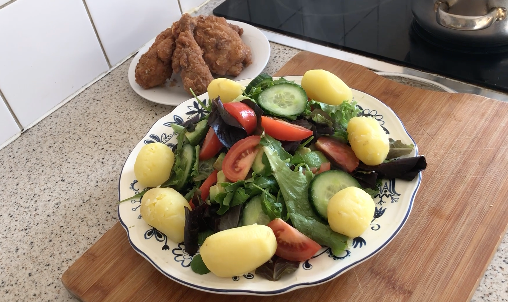 Prepared Rocket Salad and Fried King Divine Fried Chicken