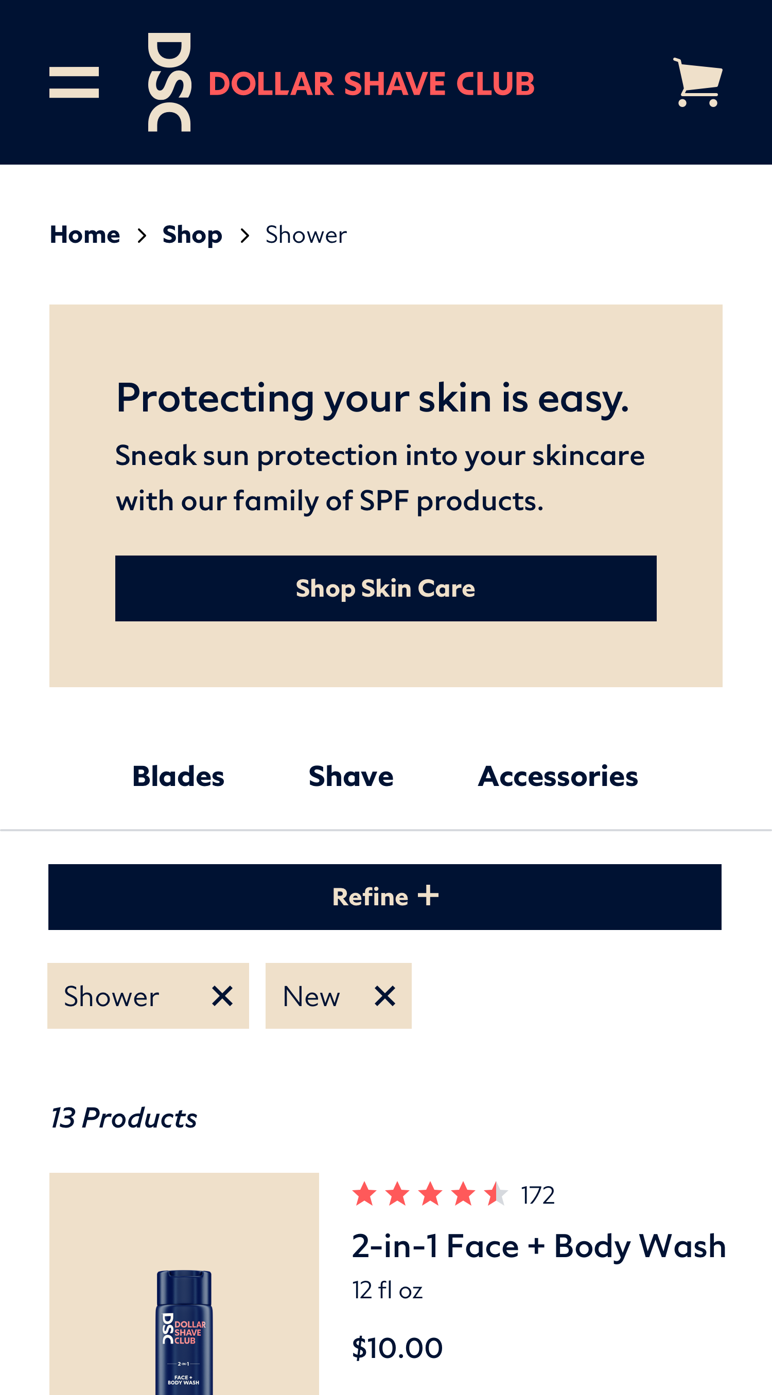 Text links that act as filters. Selection is based on most trafficked categories. Enlarged "Refine" button for improved touch targeting and findability. Lower LOE for developers, but still staying in design range of recommended experience.