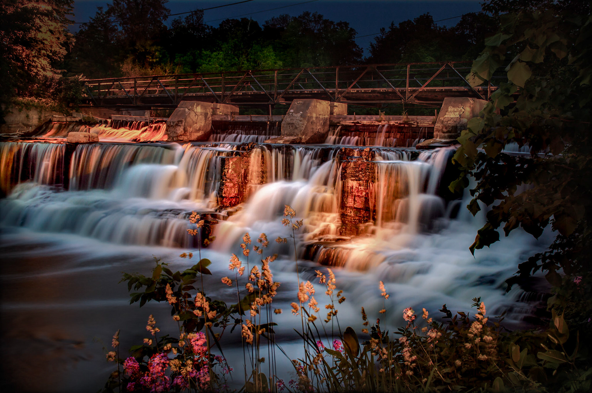 Light painting of the rail bridge over a waterfall near the Millfall Condo's in Almonte - I call it Millfall BridgeI'd like to thank @daveblackphoto for the inspiration for this piece.