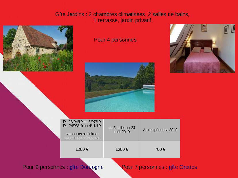 Tarifs des gîtes