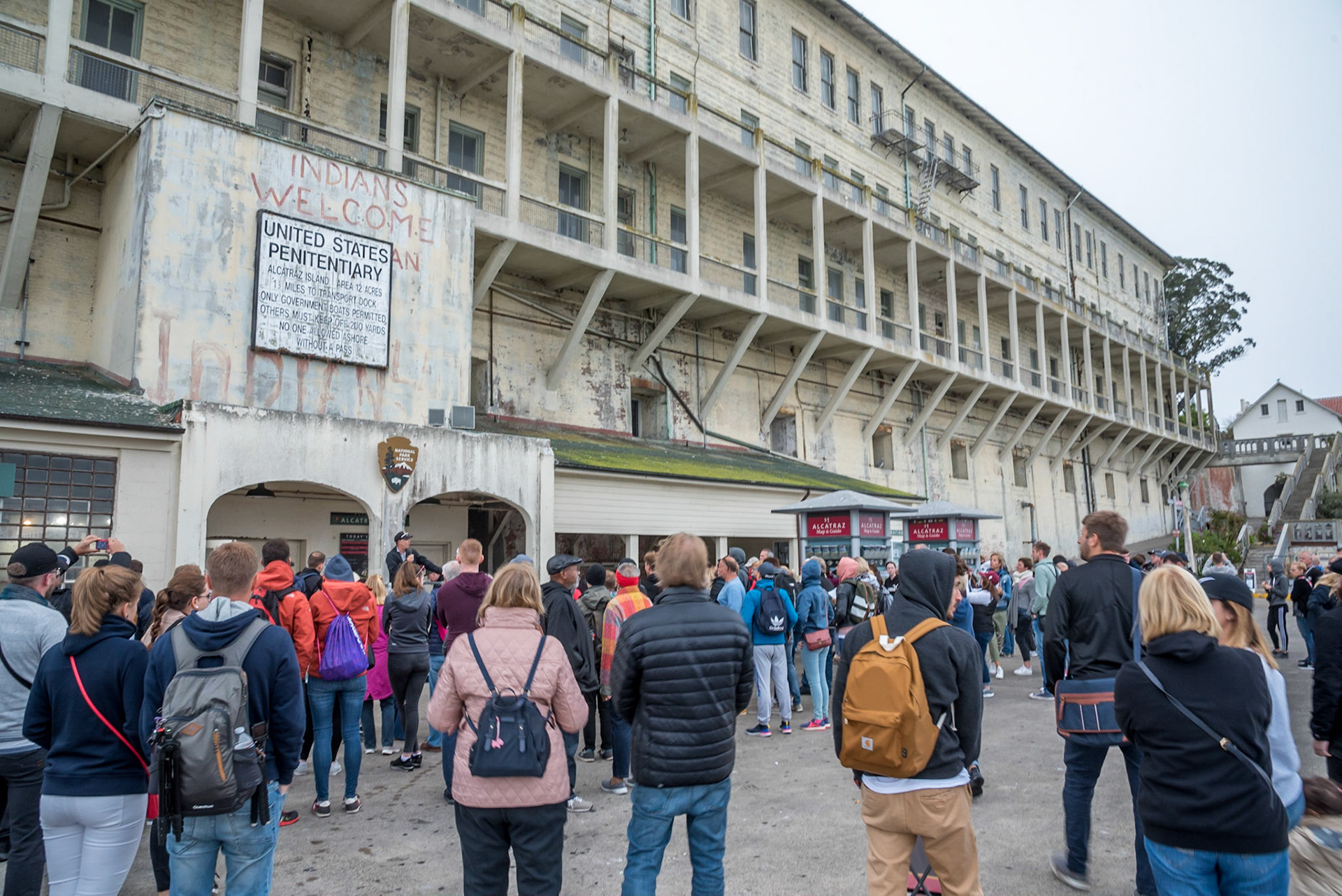 Landing at Alcatraz Prison, San Fransisco, California