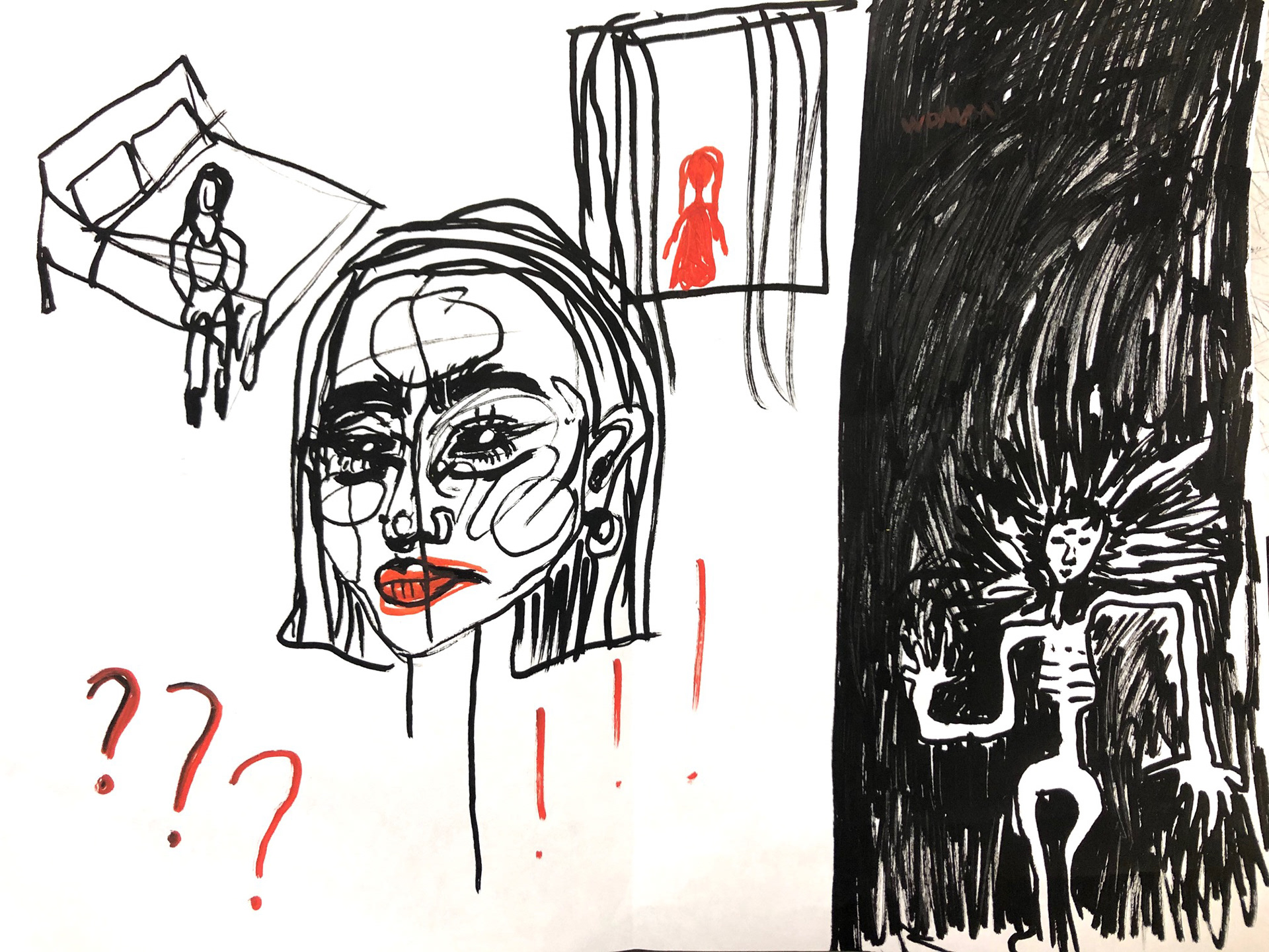 "Untitled", 2019, markers on paper, 11 x 14"