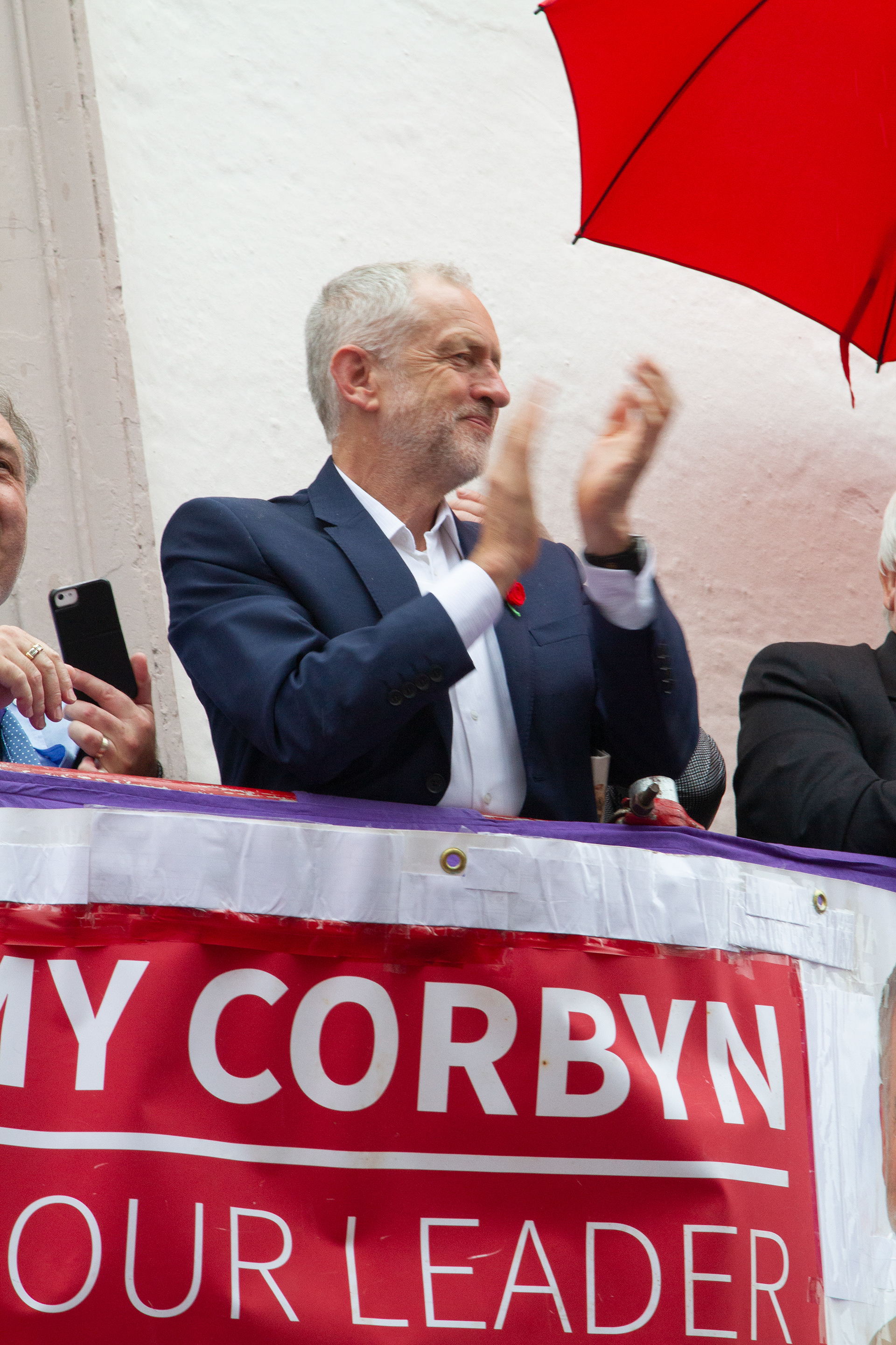 Corbyn on the balcony, County hotel