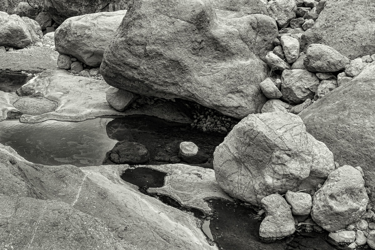 Fine art landscape image of pools and boulders in Tabor Canyon, Baja California sur, Mexico by AJ Baxter
