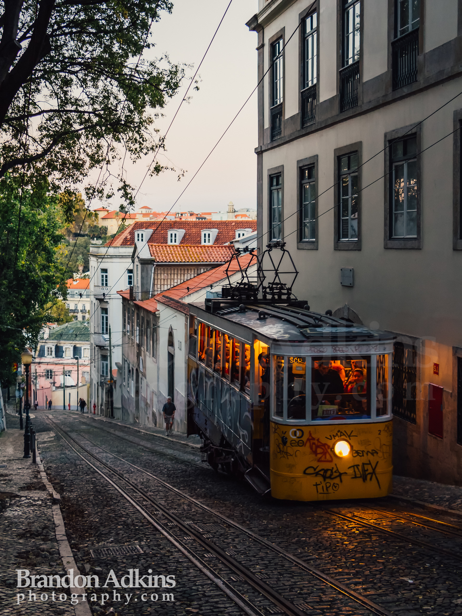 Fine art photograph of elevator (tram) going climbing up the hills of Lisbon, Portugal