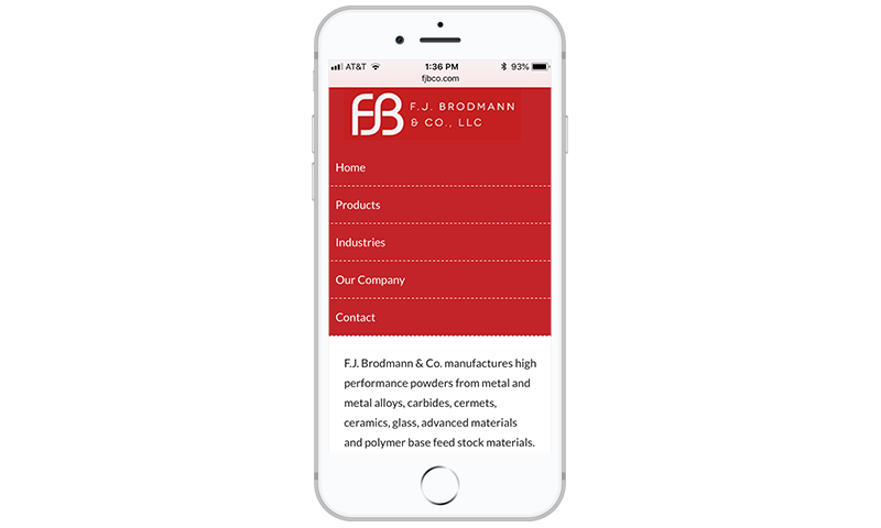 Website FJ Brodmann & Co Mobile Layout