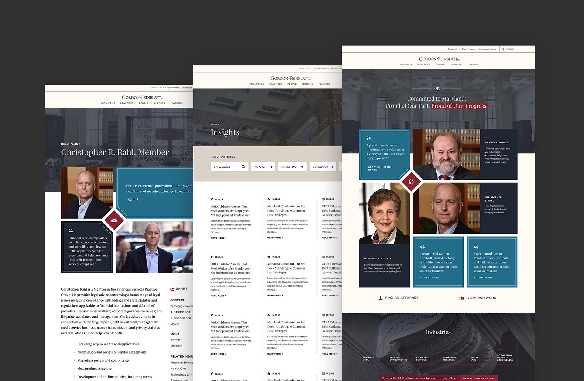 Emilee Beeson web design image of homepage plus internal page designs.